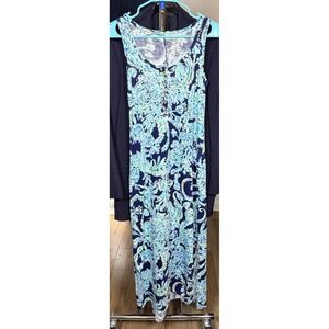 Lilly Pulitzer Maxi Dress XXS Scuba Doo Navy Merrill Sleeveless